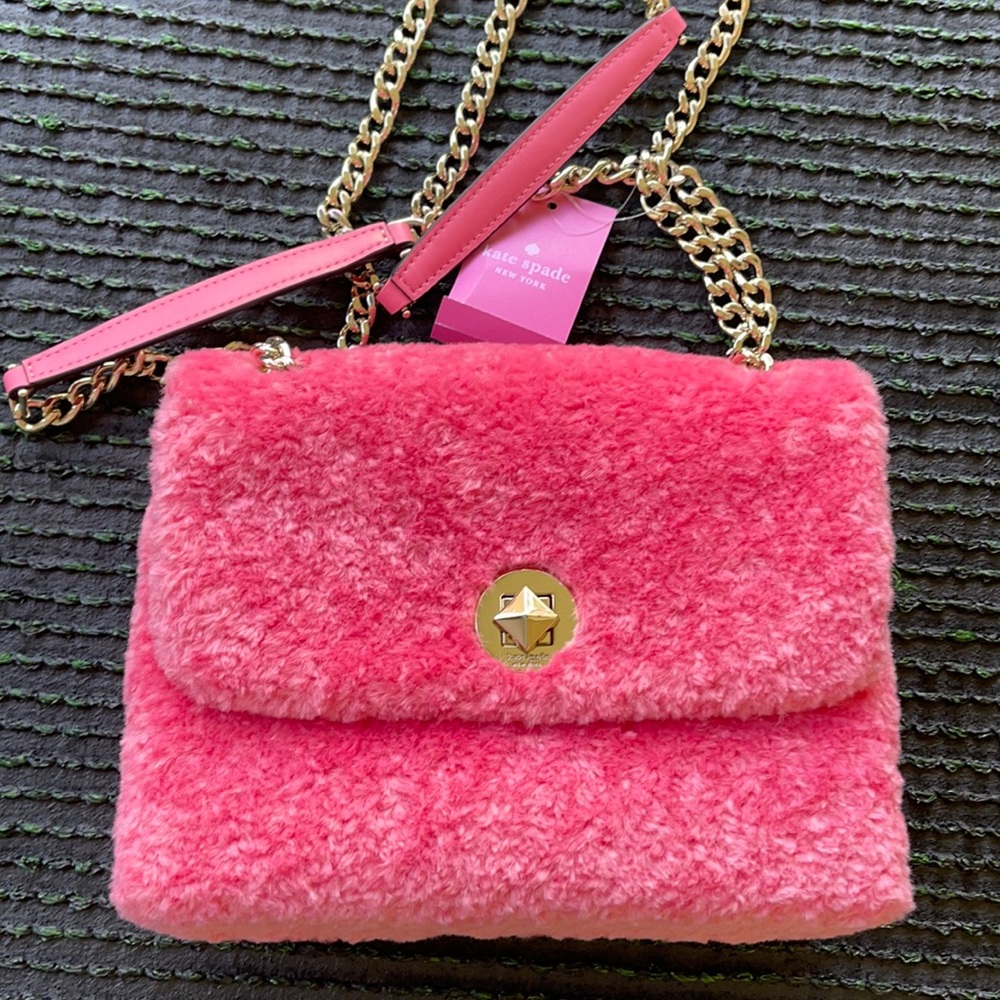 Kate Spade Natalia Foux Fur small flap crossbody - Picture 1 of 16